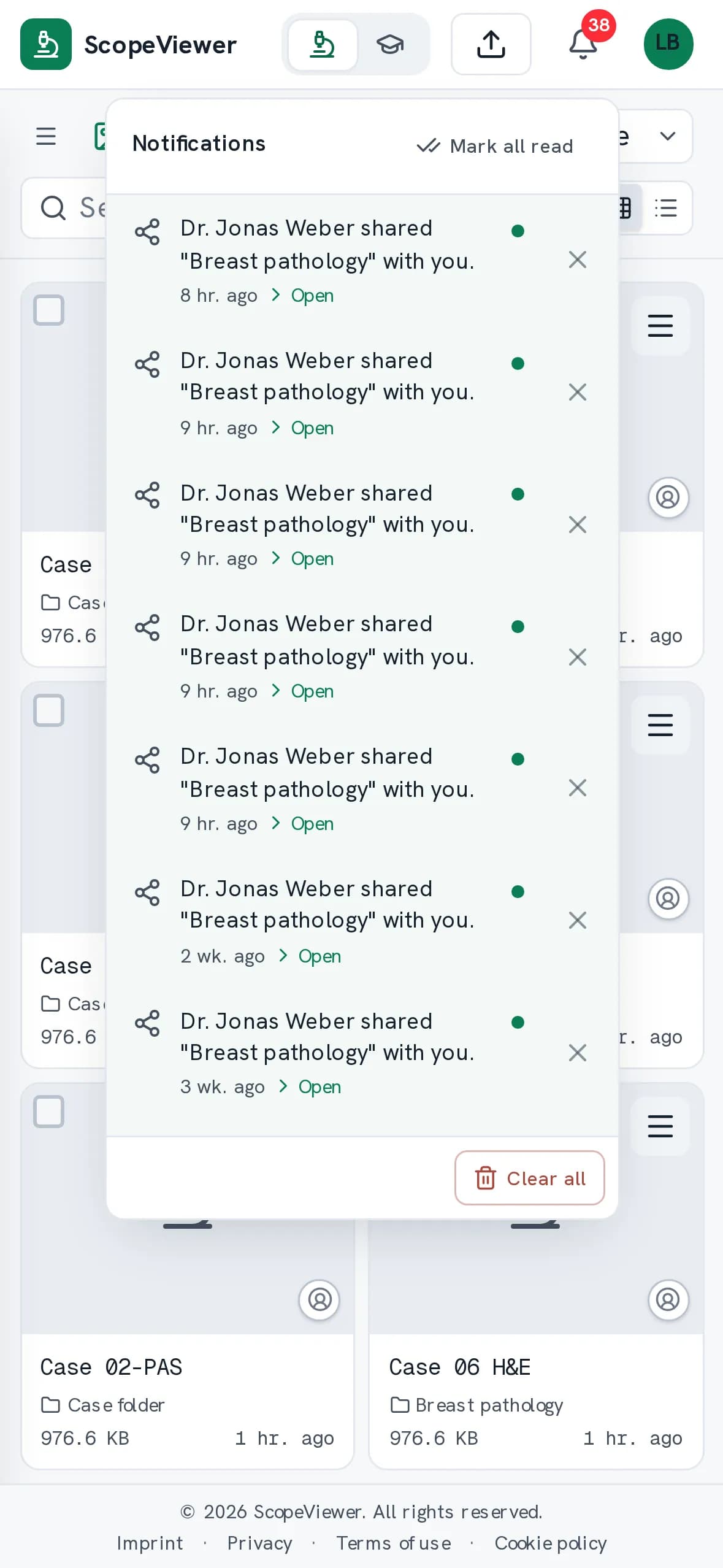 Notifications on a phone showing shared folders and who sent them